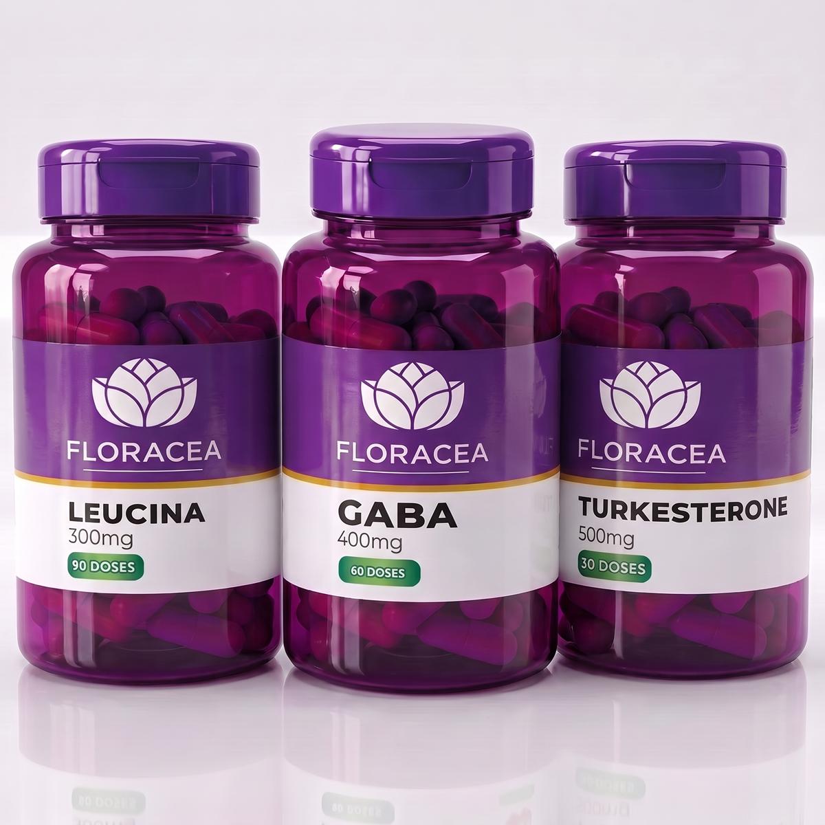 Combo Gaba 400mg 60 Doses + Turkesterone 500mg 30 Doses + Leucina 300mg 90 Doses
