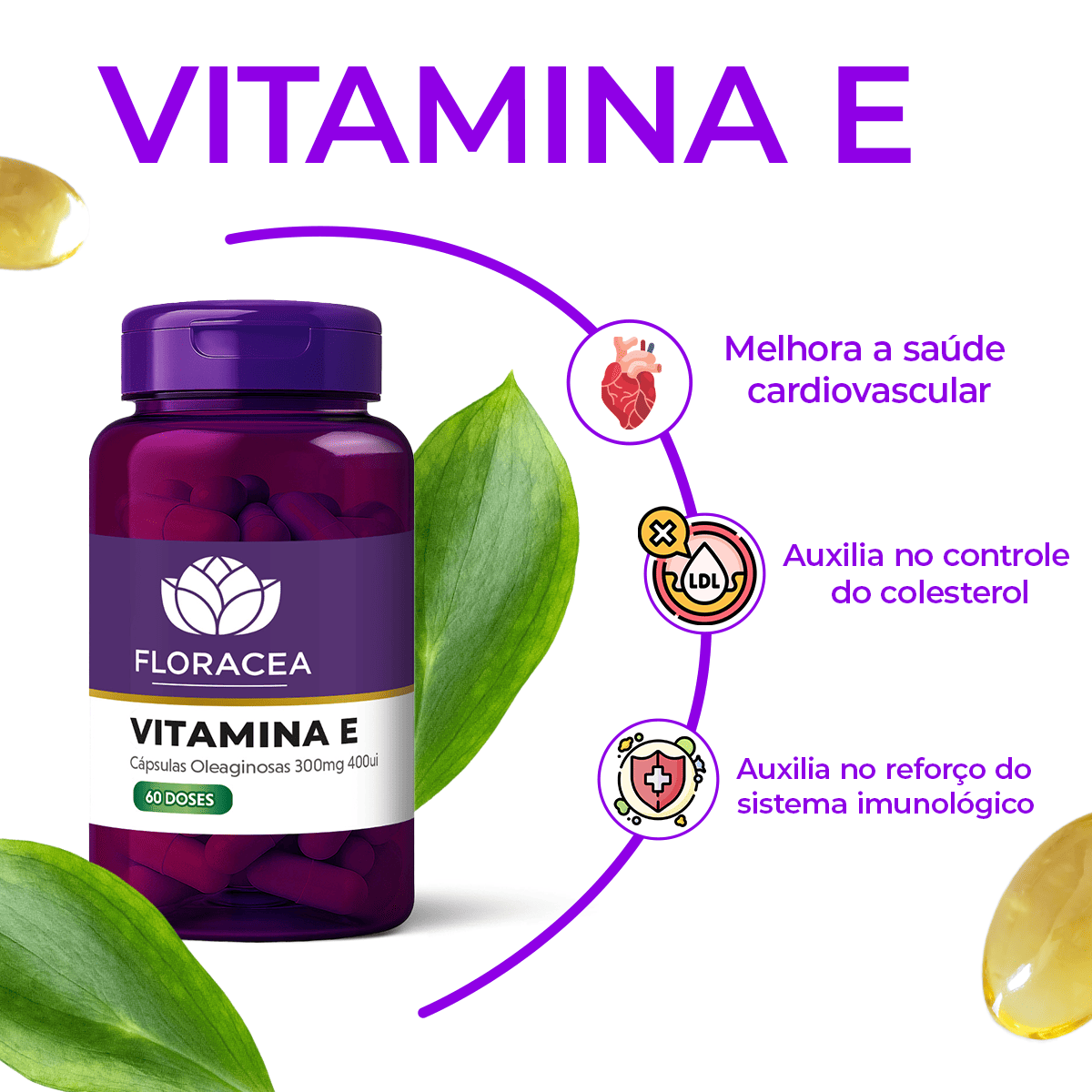 Vitamina E (Capsulas Oleaginosas 300mg 400ui) 60 Doses - imagem 2