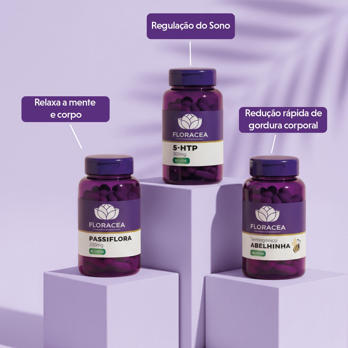 Combo 5-Htp 100mg 60 Doses + Passiflora 200mg 60 Doses + Termogênico Abelhinha 120 Doses - imagem 2