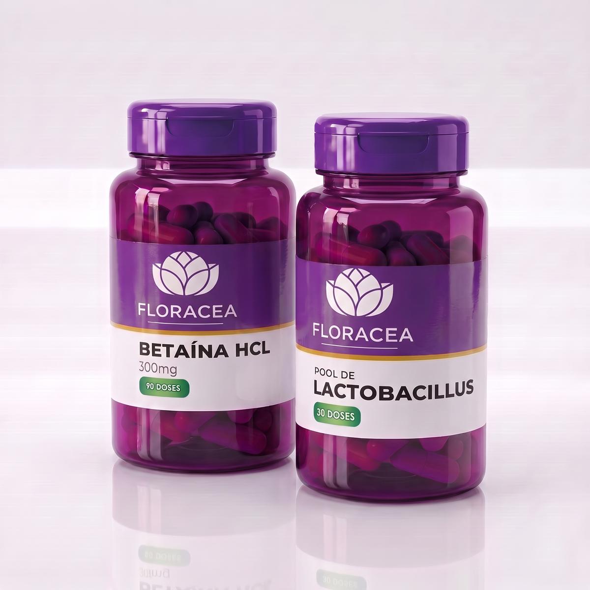 Combo Betaina Hcl 300mg 90 Cápsulas + Lactobacillus Reuteri 30 Cápsulas