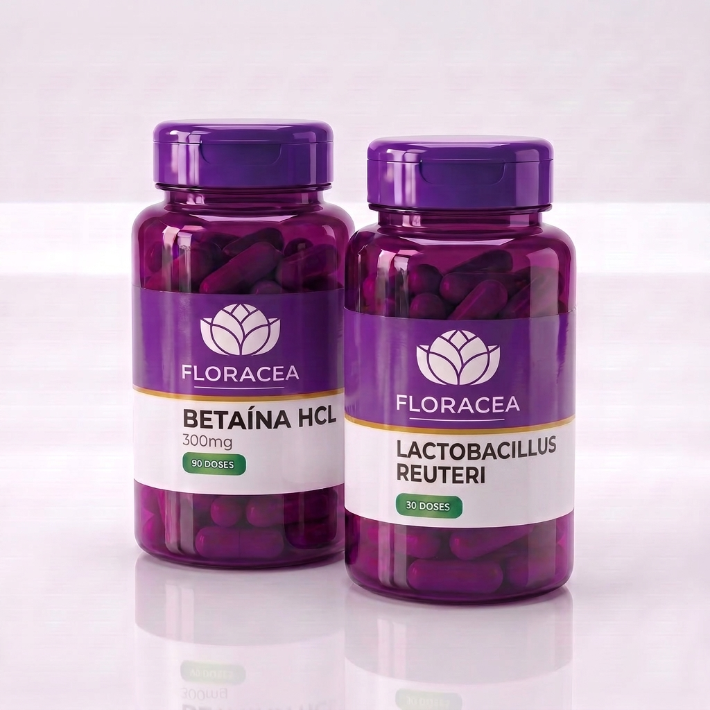 Combo Betaina Hcl 300mg 90 Cápsulas + Lactobacillus Reuteri 30 Cápsulas