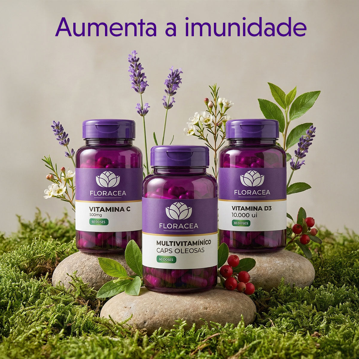 Supra Imune Kit - Vitamina D3 10.000UI 30 Doses + Vitamina C 500mg 60 Doses+ Multivitaminico caps oleosas 60 Doses - imagem 2